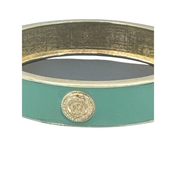 Mint and Gold Enameled Clam Close Cuff Bracelet - Picture 5 of 6